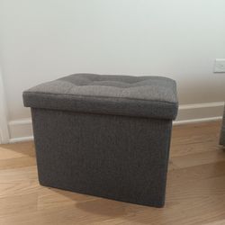 Grey Fabric Storage Ottoman Cube