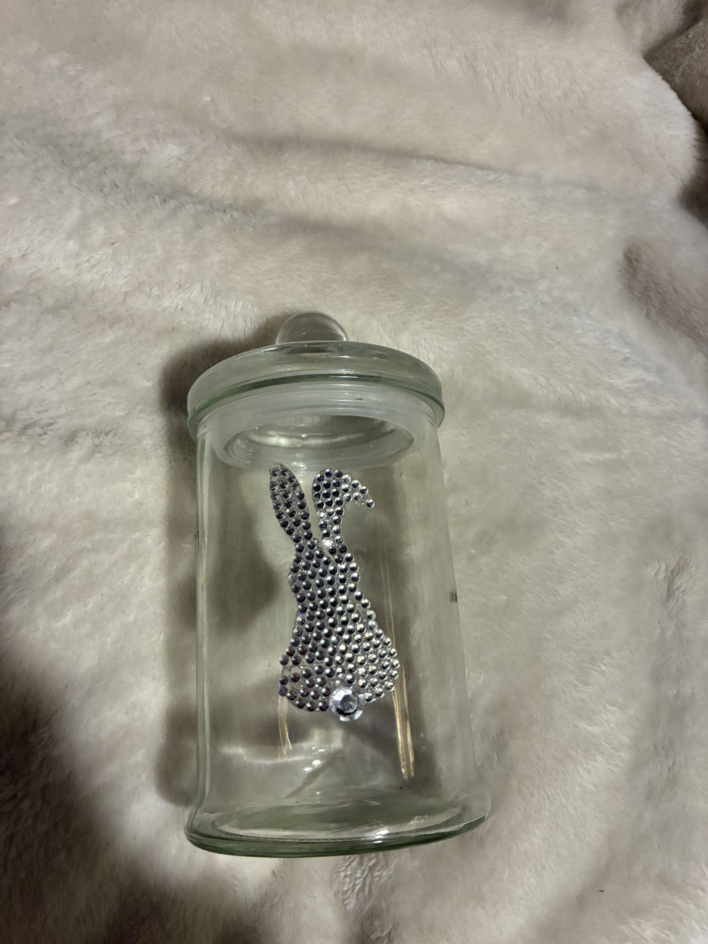Glass Bunny Diamond Jar