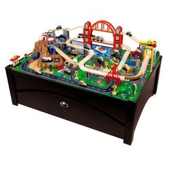 Kidkraft train wooden table with all trains and tracks