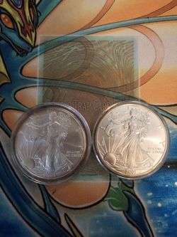 Silver eagle 1 oz coins Lot of 2 (2001 and 2007)