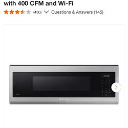 Samsung 1.1 cu. ft. 1100 W Fingerprint Resistant Stainless Steel Smart SLIM Over-the-Range Microwave with 400 CFM and Wi-Fi
