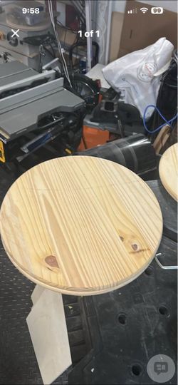 Round Wood Bar Stool with Metal Base