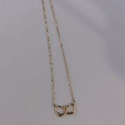 14k Gold Double Heart Necklace