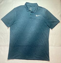 Nike Tiger Woods TW Golf Polo Shirt Mens  Blue Gray Dri-Fit Micro Stripe , Large
