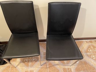 Euro Style Diana Soft Leatherette Stacking Side Chair with Stainless Steel Frame, Black, Set of 2