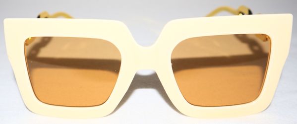 High Fashion White and Gold Large Frame Oversized Women's Sunglasses