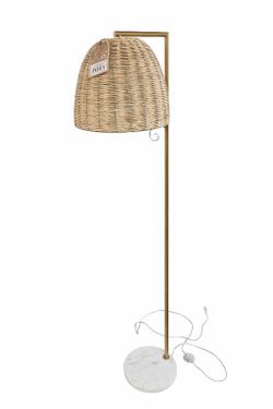 India Wicker Floor Lamp With Marble Base 