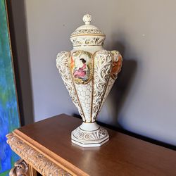 Vintage Capodimonte neoclassical urn