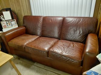 Set of  matching leather sofa and recliner chair