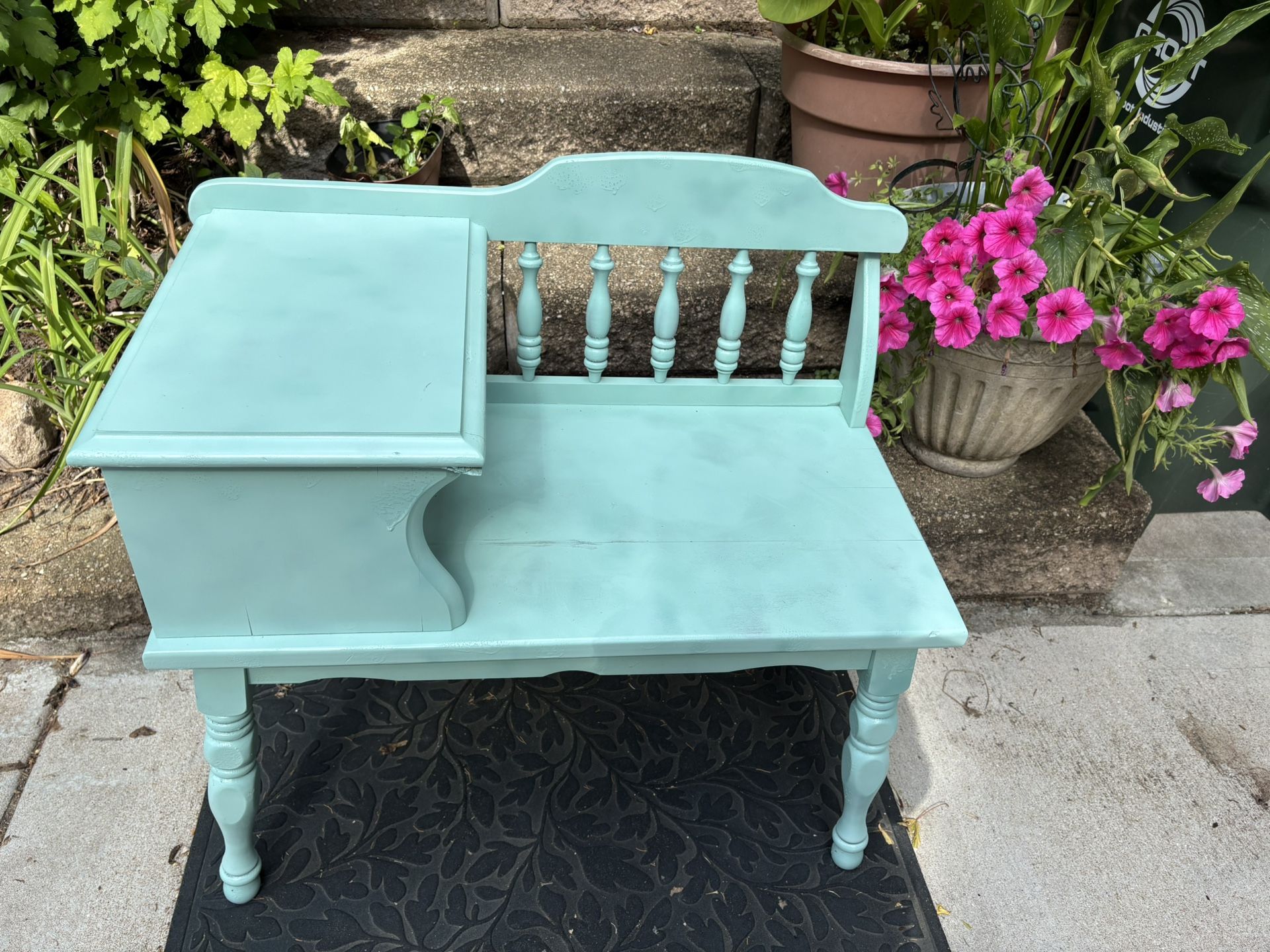 Solid Wooden Antique Telephone Table Bench Chair 