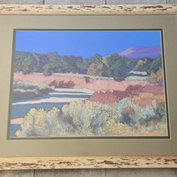 La Tierra by Mary Silverwood Pastel Signed Framed Art Southwest Landscape 30x37"