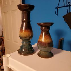 2 Earth Tone Candle Pillars