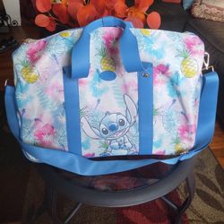 Disney Stitch Blue Rolling Luggage Duffle Bag Weekender BioWorld 20x12x11 NWT
