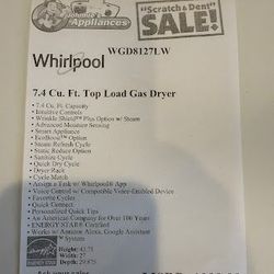 Whirlpool® 7.4 Cu. Ft. White Front Load Gas Dryer with Advanced Moisture Sensing