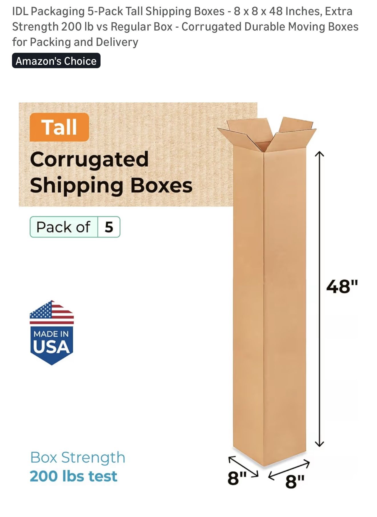 (4) Shipping Boxes 8x8x48