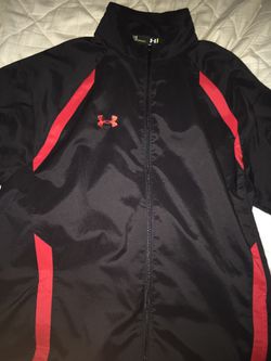 Red and Black Under Armour Rain Jacket LG