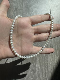 Freshwater Pearl Necklace – 4–5mm Near-Round Pearls, 39cm + 5cm Adjustable, Alloy Fittings (1 Piece)