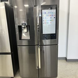 Samsung 36in. Smart Screen Standard Depth With Ice Dispenser Black Stainless Steel Refrigerator 