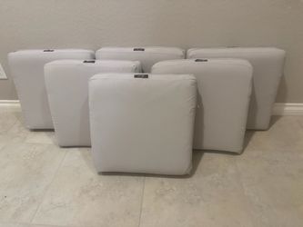 Set of 6 Light Gray Outdoor Seat Cushions