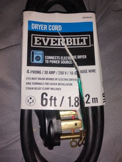 6ft dryer cord/ fits most major brands of dryers