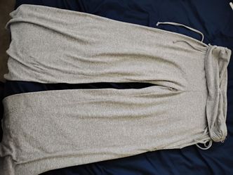 heather gray wide-leg fold-over yoga pants