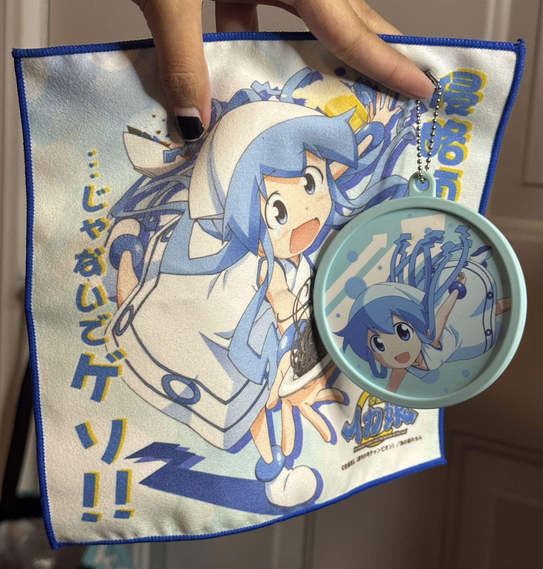Shinryaku! Ika Musume (“Squid Girl”) Mini Towel and Rubber Keychain Coaster