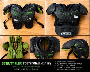 Schutt Flex Youth Football Shoulder Pads (Small 12–13”) + Battle Back Plate