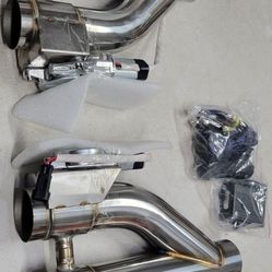 Dual Electric Exhaust Cutout 2.5 Inch with Elbow Muffler Exhaust Valve Kit with One Controller Remote Kit