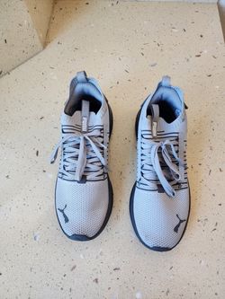 Puma Gray Knit Low-Top Sneakers