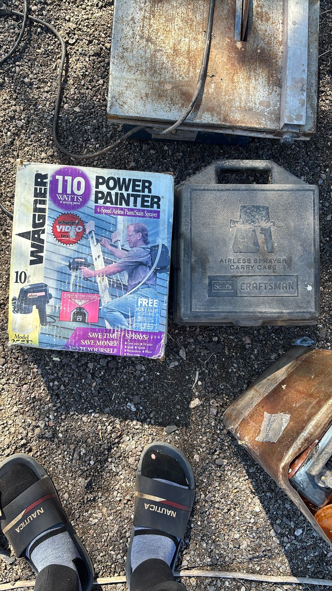 Two electronic spray paint guns