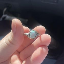 925 Silver 10k Gold Opal Ring 