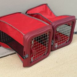 2 Petnation Port-A-Crate (Indoor/Outdoor Folding Dog Kennel) line.  Pop Up Kennels 