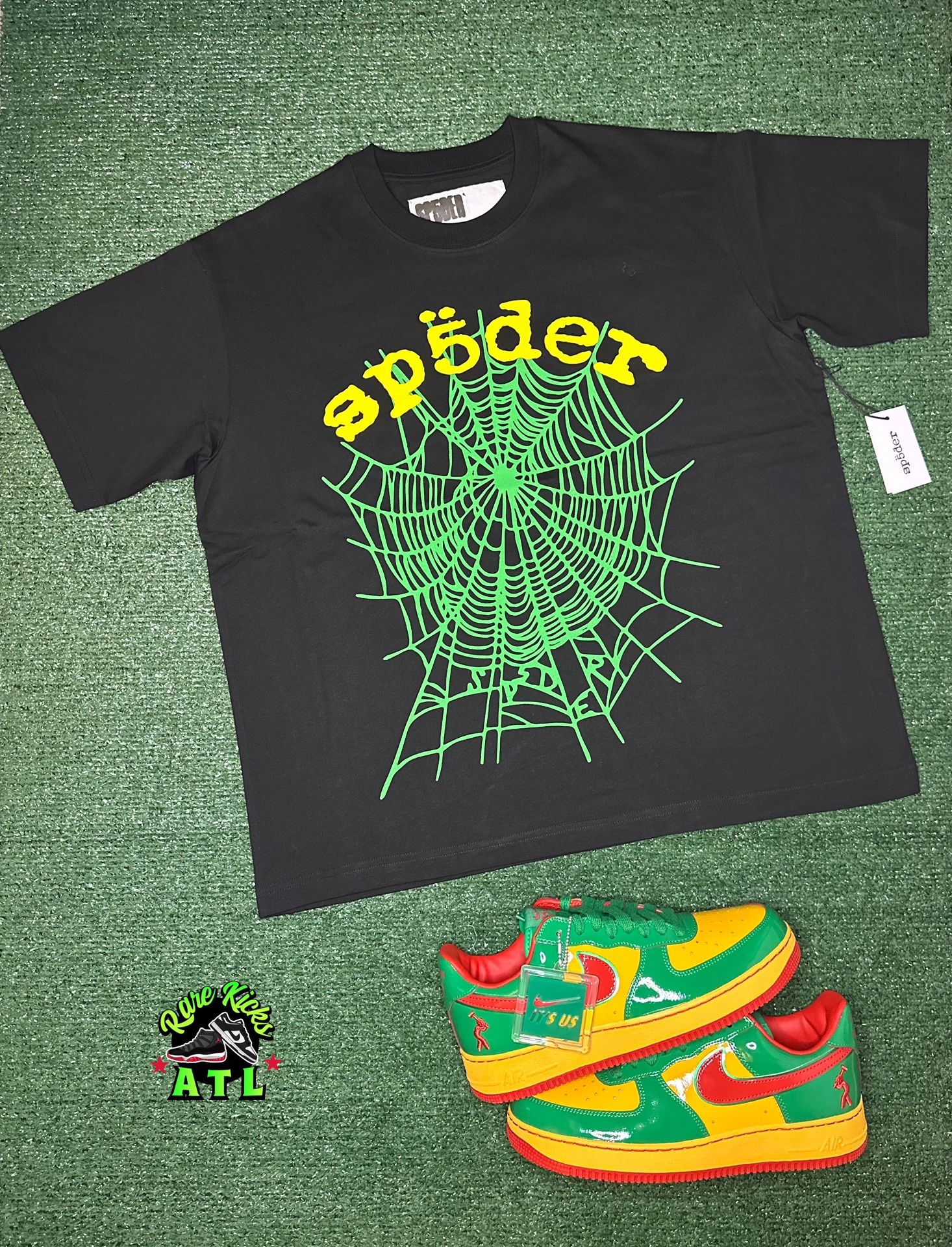 Sp5der Green Web Tshirt Sizes M, L