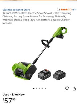 12-Inch 20V Cordless Electric Snow Shovel