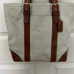Coach Leather Purse Caramel White Shoulder Tote