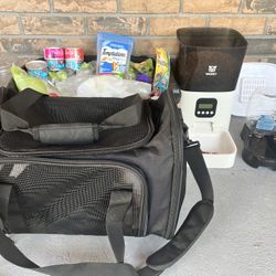 Cat Dry And Wet Food, Litter, Auto Food Feeder, Carry Bag, Treat