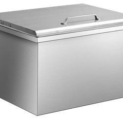 Upgraded Drop in Ice Chest, 20''L x 16''W x 13''H Stainless Steel Ice Cooler, Commercial Ice Bin with Cover, 46.7QT Outdoor Kitchen Ice Bar, Drain-Pip