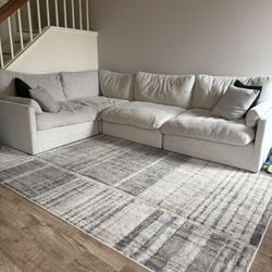 Grey White L Shaped Sectional