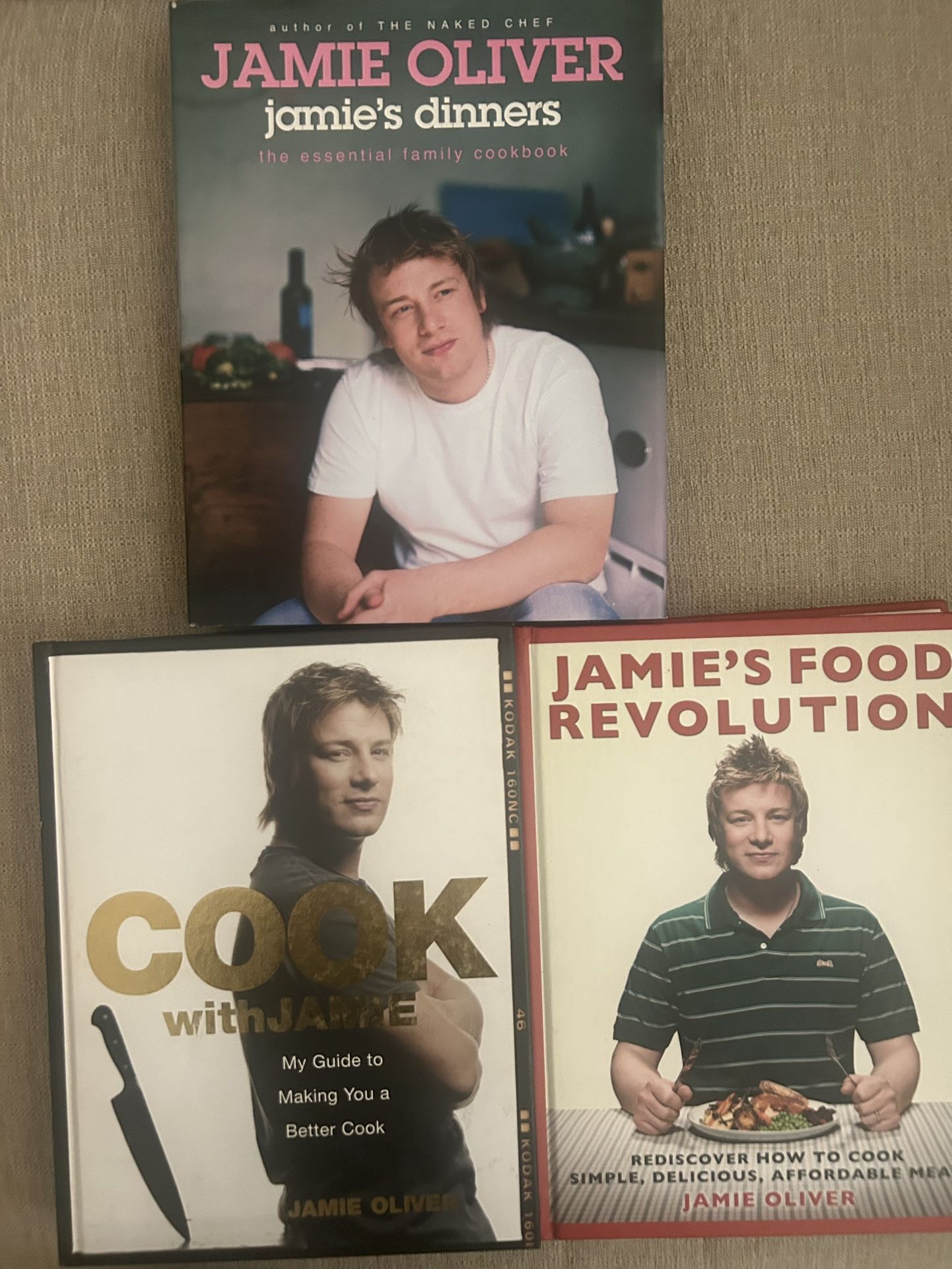 Jamie Oliver Cookbook Trio – Become the Next Naked Chef (or Survive Uncle Roger’s Judgment) – $10