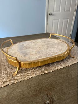 RARE Neiman Marcus Gold Century Marble Tray