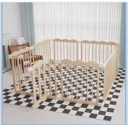 ❤️‍🔥 R3) Wooden Playpen Panels, BlueWood Playpen Accessories, 31”W × 24”H Each, 10 Pieces, $20