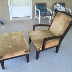 Vintage Chair and Ottoman