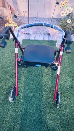 Red Rollator Walker with Seat