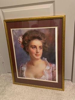 Framed Victorian Portrait Print Gold Frame