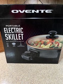 Ovente Portable Electric Skillet with Glass Lid