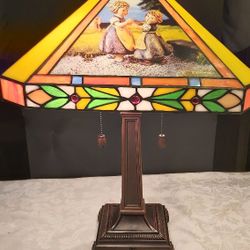 The M.I.Hummel Stained Glass Lamp By The Danbury Mint Under License From Goebel (4 Separate Scenes)