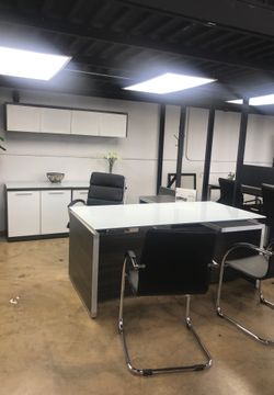 Glass top split level desk