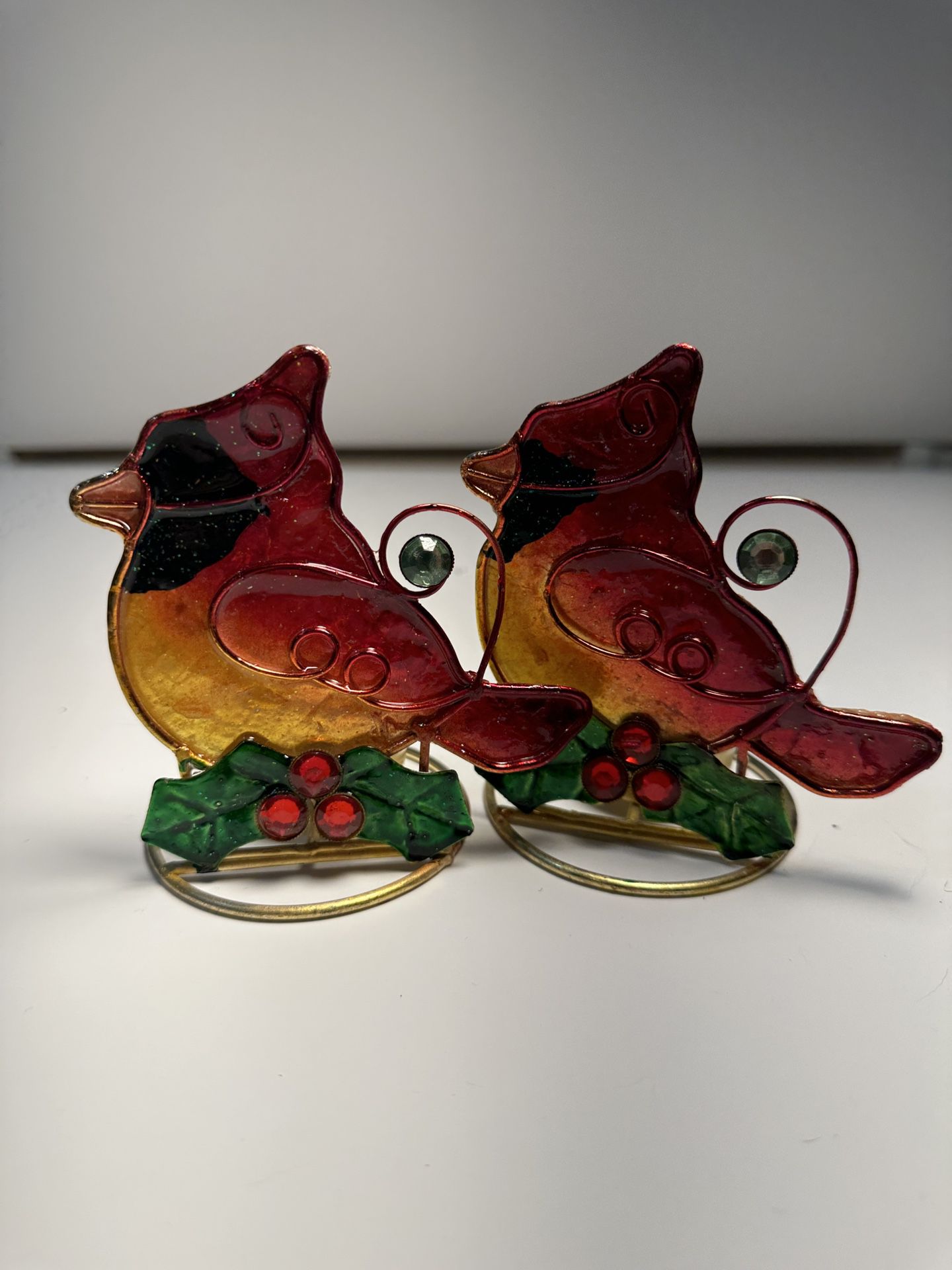 Two Cardinal Tea Light Holders 