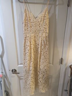 ASTR Cream Crochet Lace Midi Dress