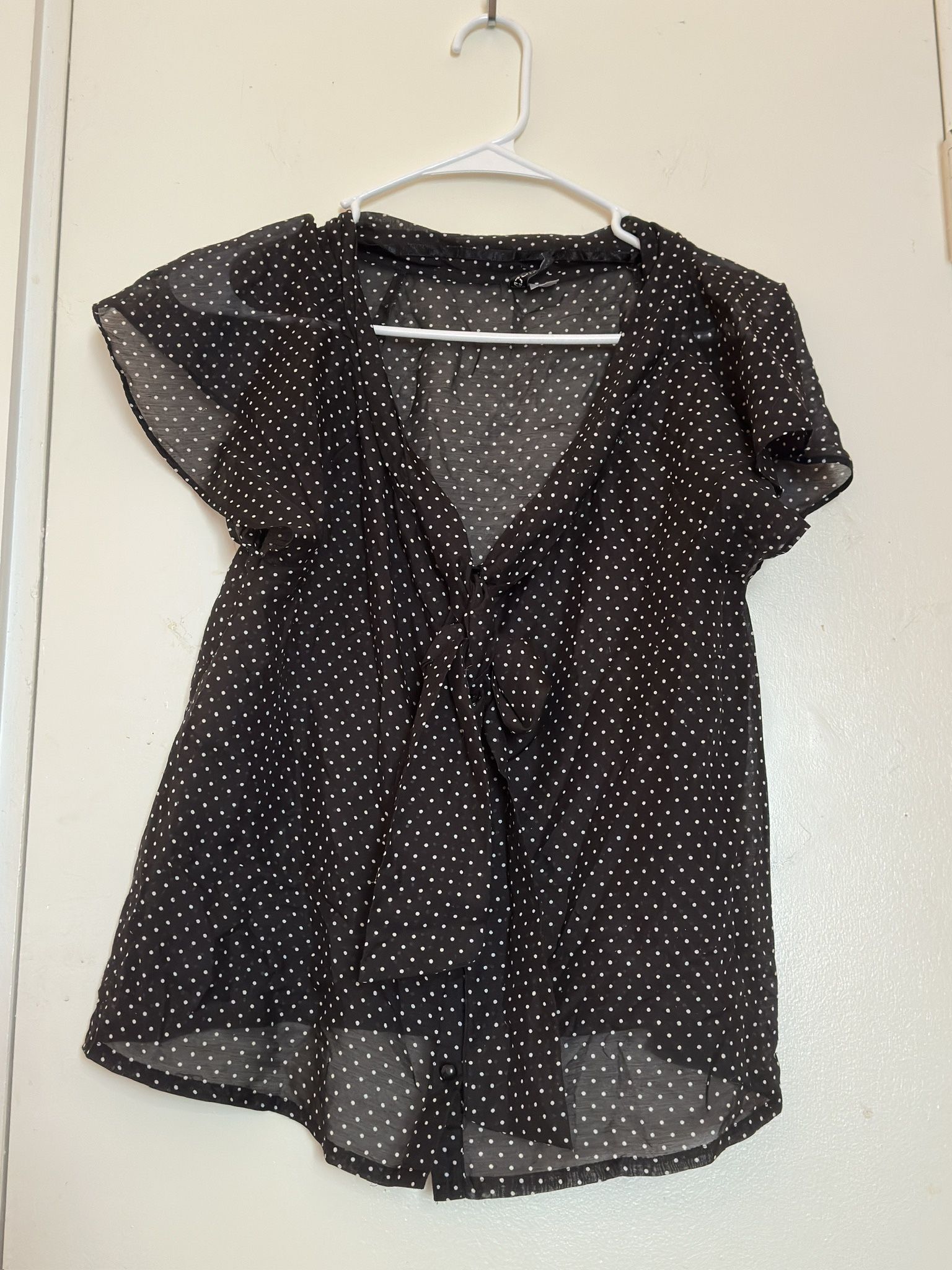 Elegant Black Polka Dot Women's Top